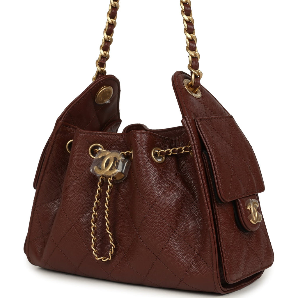 Mini 25 Hobo Bag Brown Caviar Antique Gold Hardware