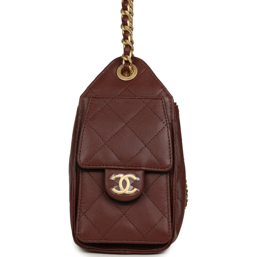 Mini 25 Hobo Bag Brown Caviar Antique Gold Hardware