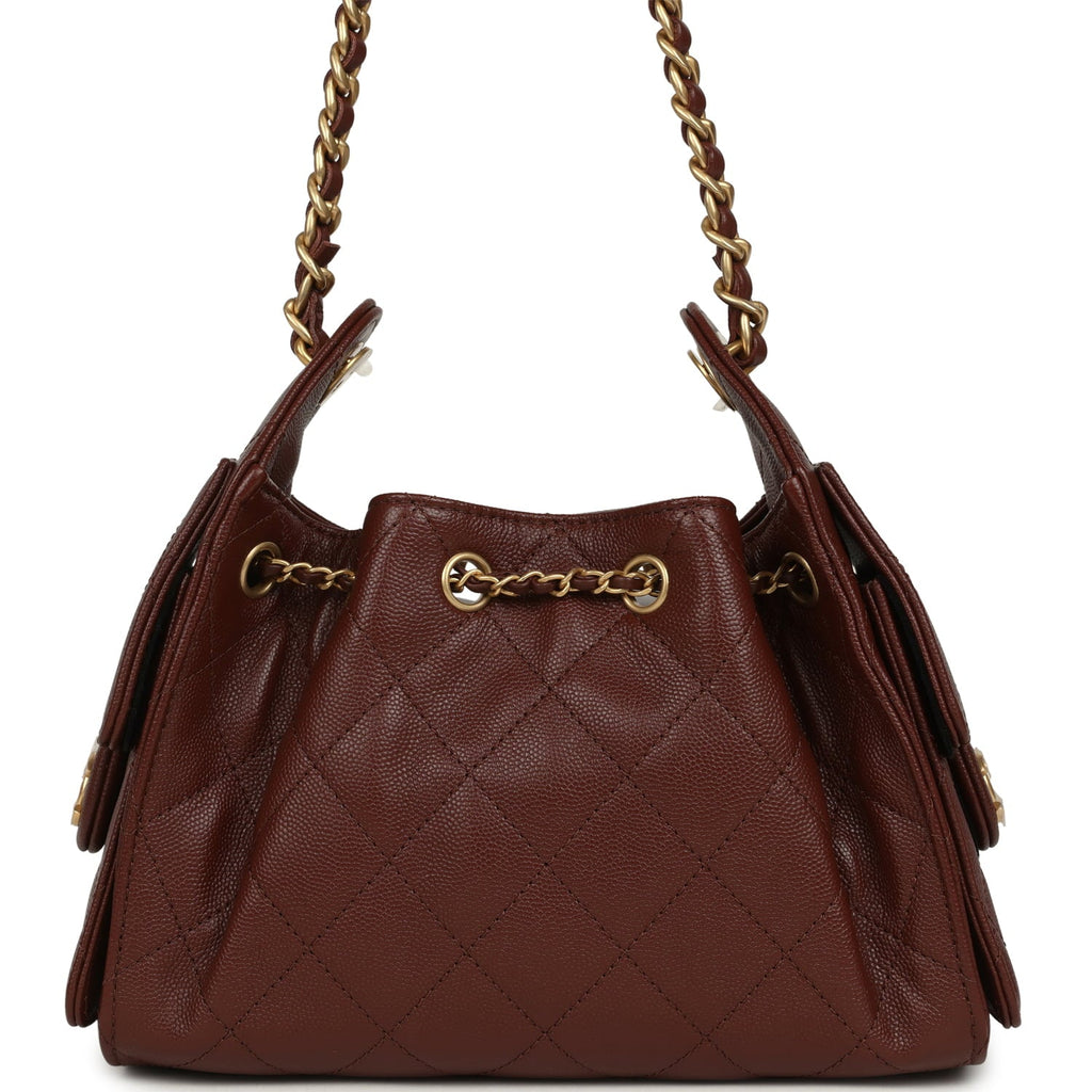 Mini 25 Hobo Bag Brown Caviar Antique Gold Hardware