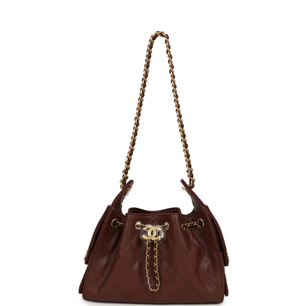 Mini 25 Hobo Bag Brown Caviar Antique Gold Hardware