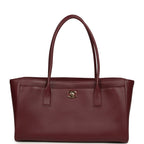 Small Cerf Shopping Bag Burgundy Calfskin Gold Hardware