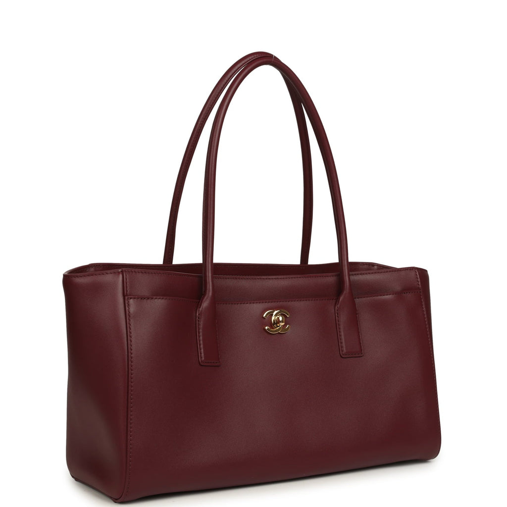 Small Cerf Shopping Bag Burgundy Calfskin Gold Hardware
