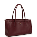 Small Cerf Shopping Bag Burgundy Calfskin Gold Hardware