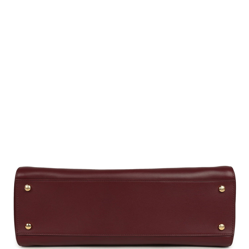 Small Cerf Shopping Bag Burgundy Calfskin Gold Hardware