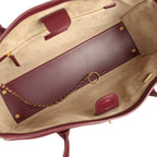 Small Cerf Shopping Bag Burgundy Calfskin Gold Hardware
