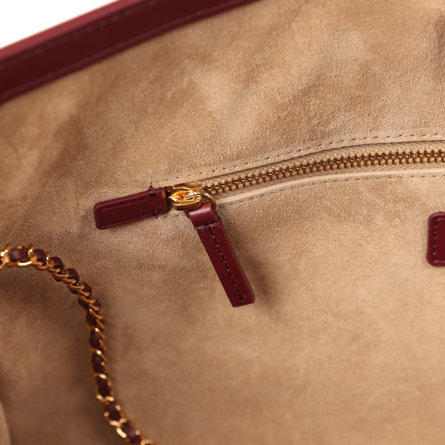 Small Cerf Shopping Bag Burgundy Calfskin Gold Hardware