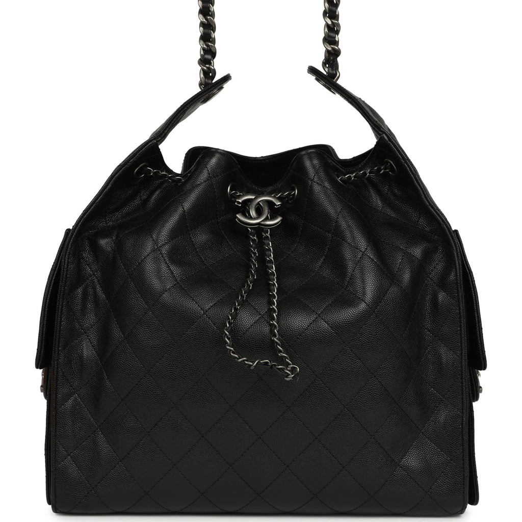 Medium 25 Hobo Bag Black Caviar Aged Ruthenium Hardware