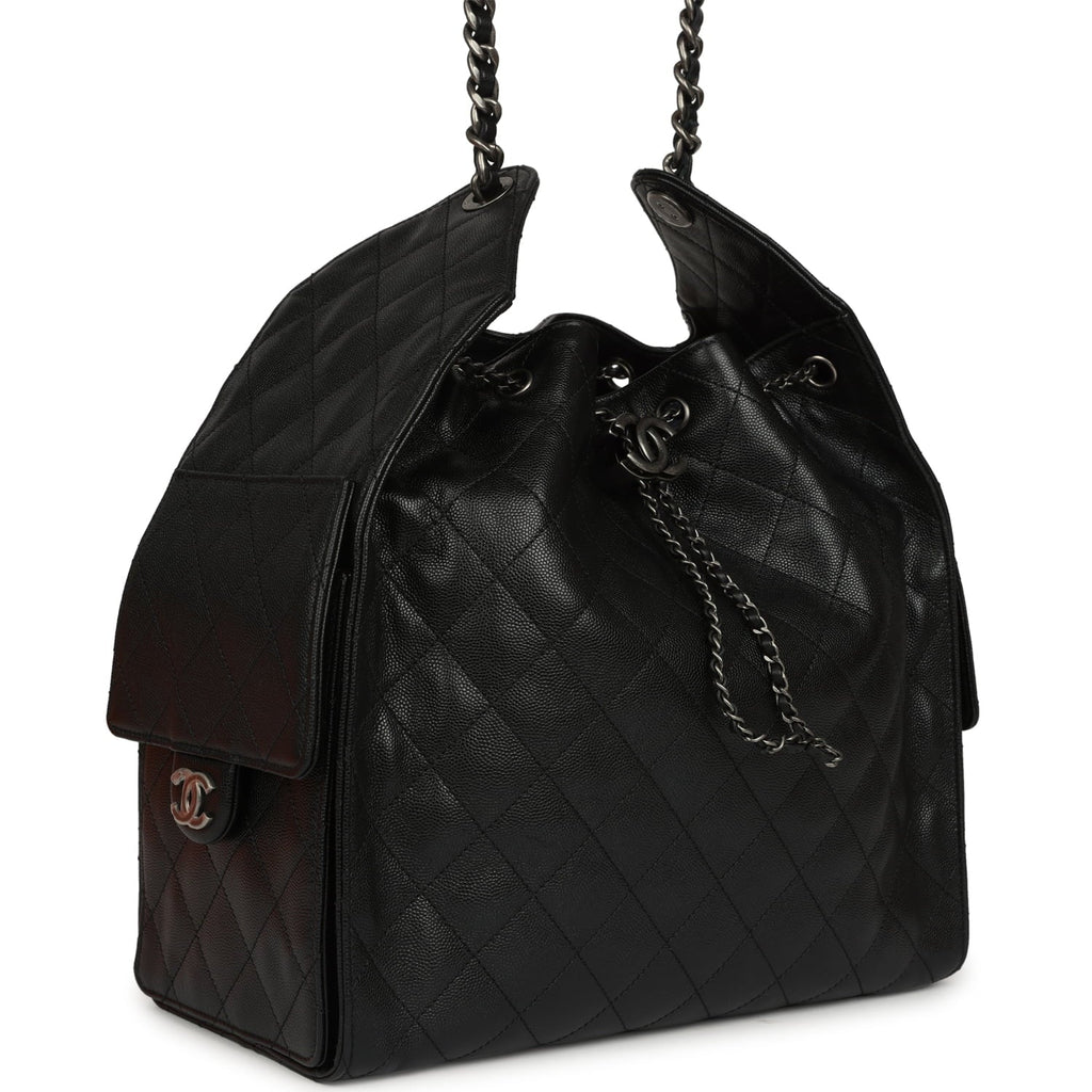 Medium 25 Hobo Bag Black Caviar Aged Ruthenium Hardware