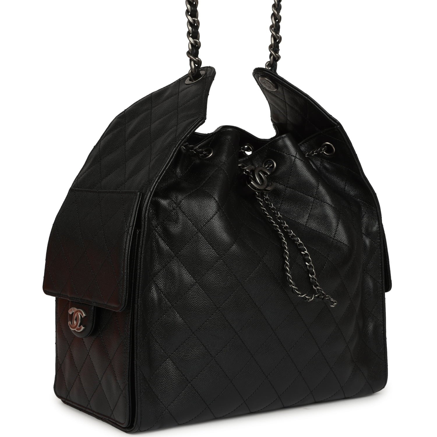 Medium 25 Hobo Bag Black Caviar Aged Ruthenium Hardware