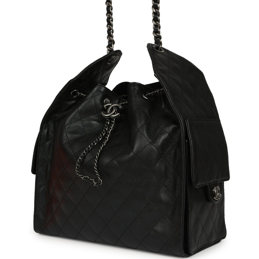 Medium 25 Hobo Bag Black Caviar Aged Ruthenium Hardware