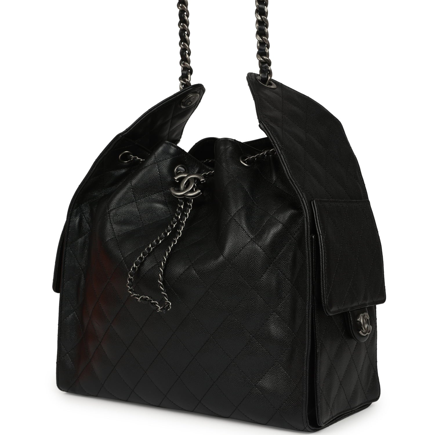 Medium 25 Hobo Bag Black Caviar Aged Ruthenium Hardware