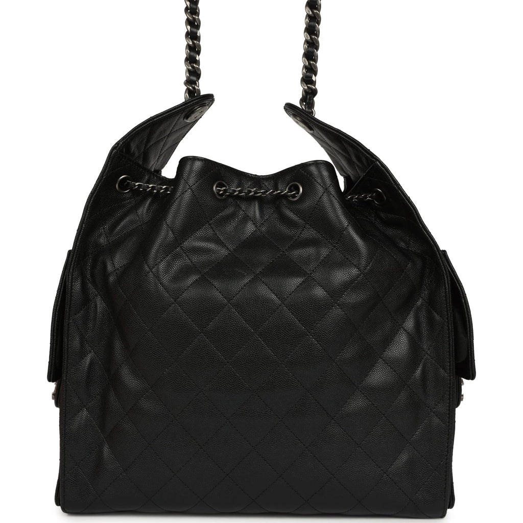 Medium 25 Hobo Bag Black Caviar Aged Ruthenium Hardware