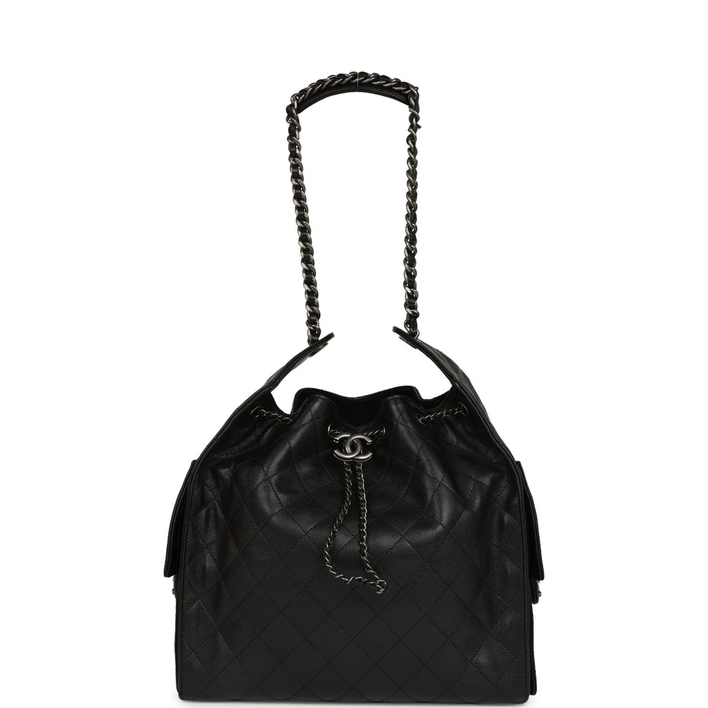 Medium 25 Hobo Bag Black Caviar Aged Ruthenium Hardware