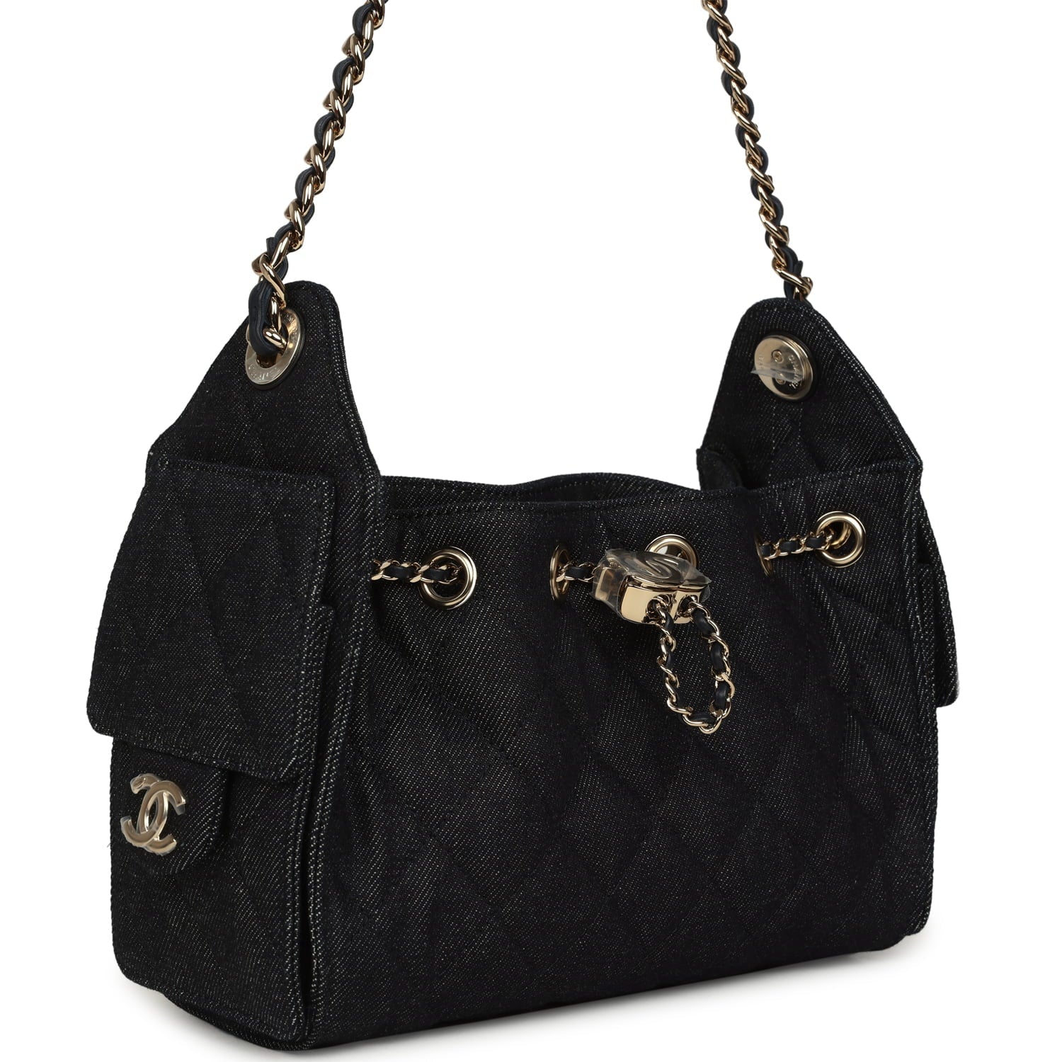 Mini 25 Hobo Bag Dark Blue Denim Light Gold Hardware