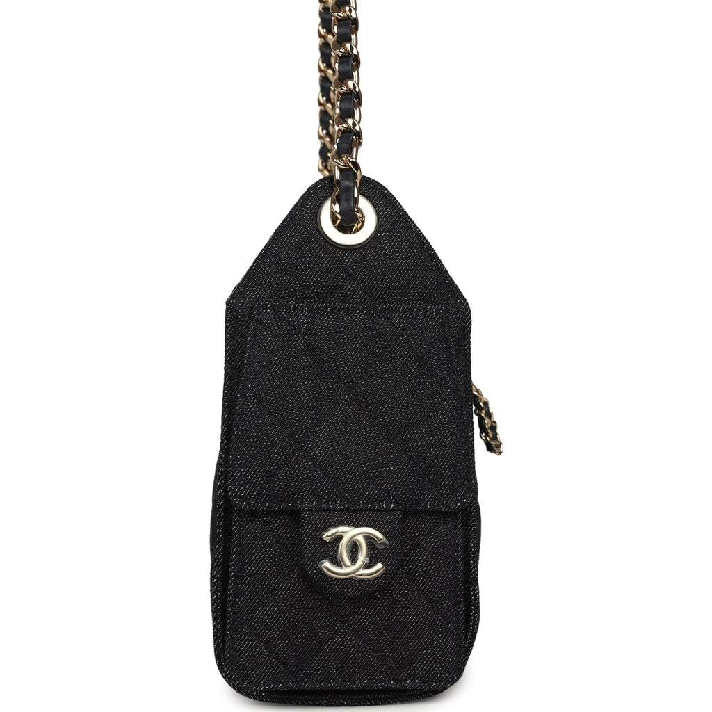 Mini 25 Hobo Bag Dark Blue Denim Light Gold Hardware