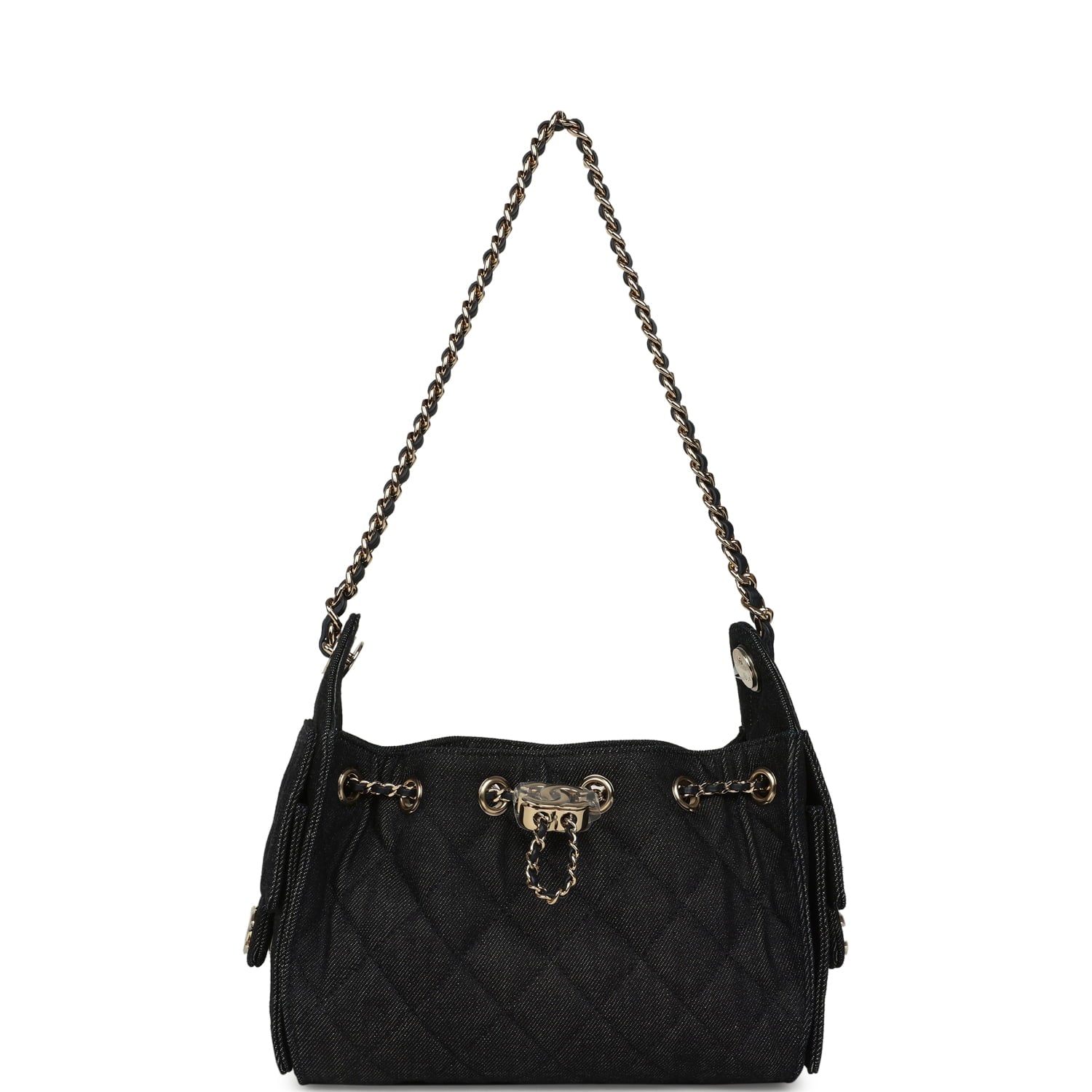 Mini 25 Hobo Bag Dark Blue Denim Light Gold Hardware