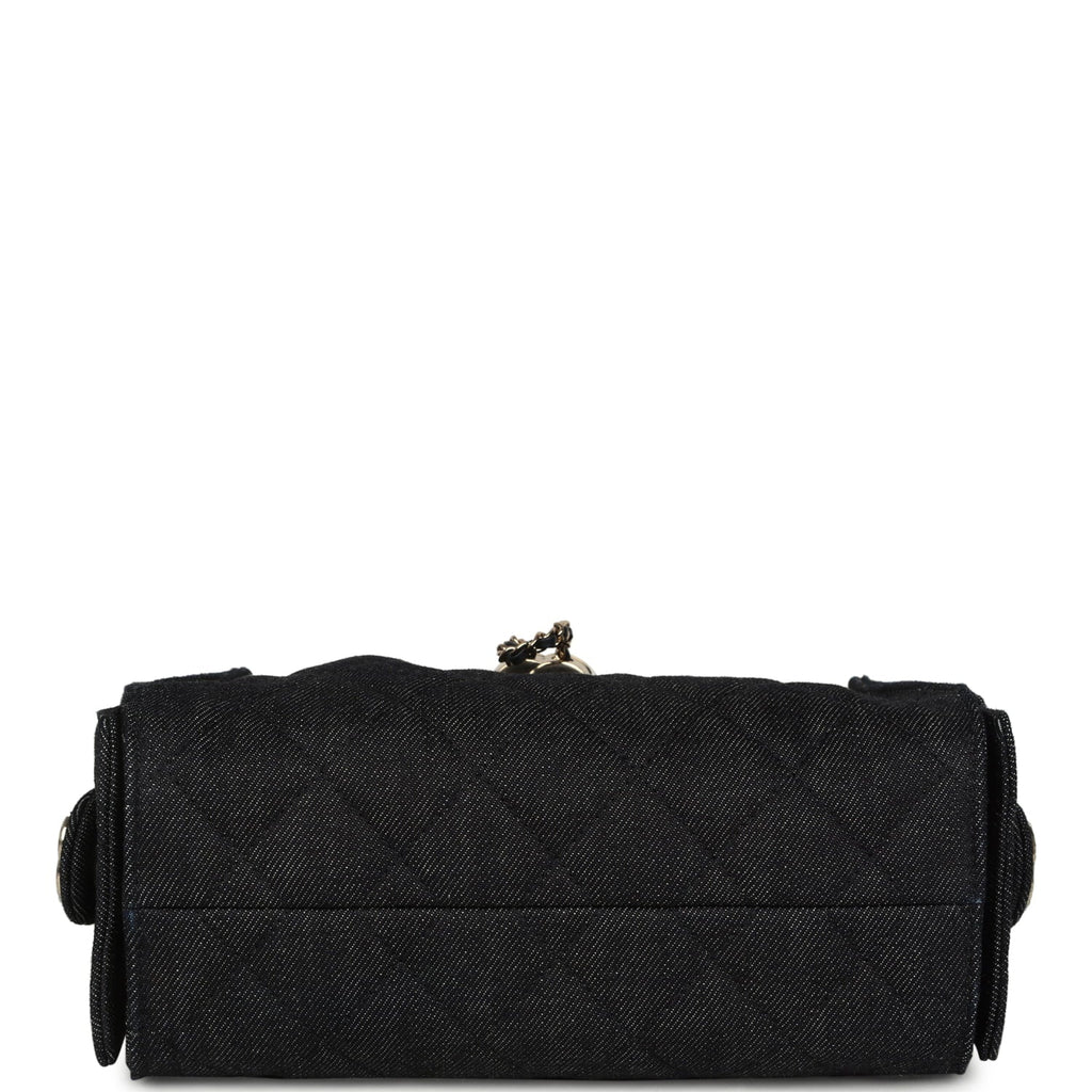 Mini 25 Hobo Bag Dark Blue Denim Light Gold Hardware