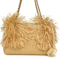 Small CC Shopping Bag Beige Braided Raffia Gold Hardware