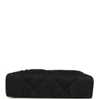 Top Handle Long Vanity Case with Chain Dark Blue Denim Light Gold Hardware