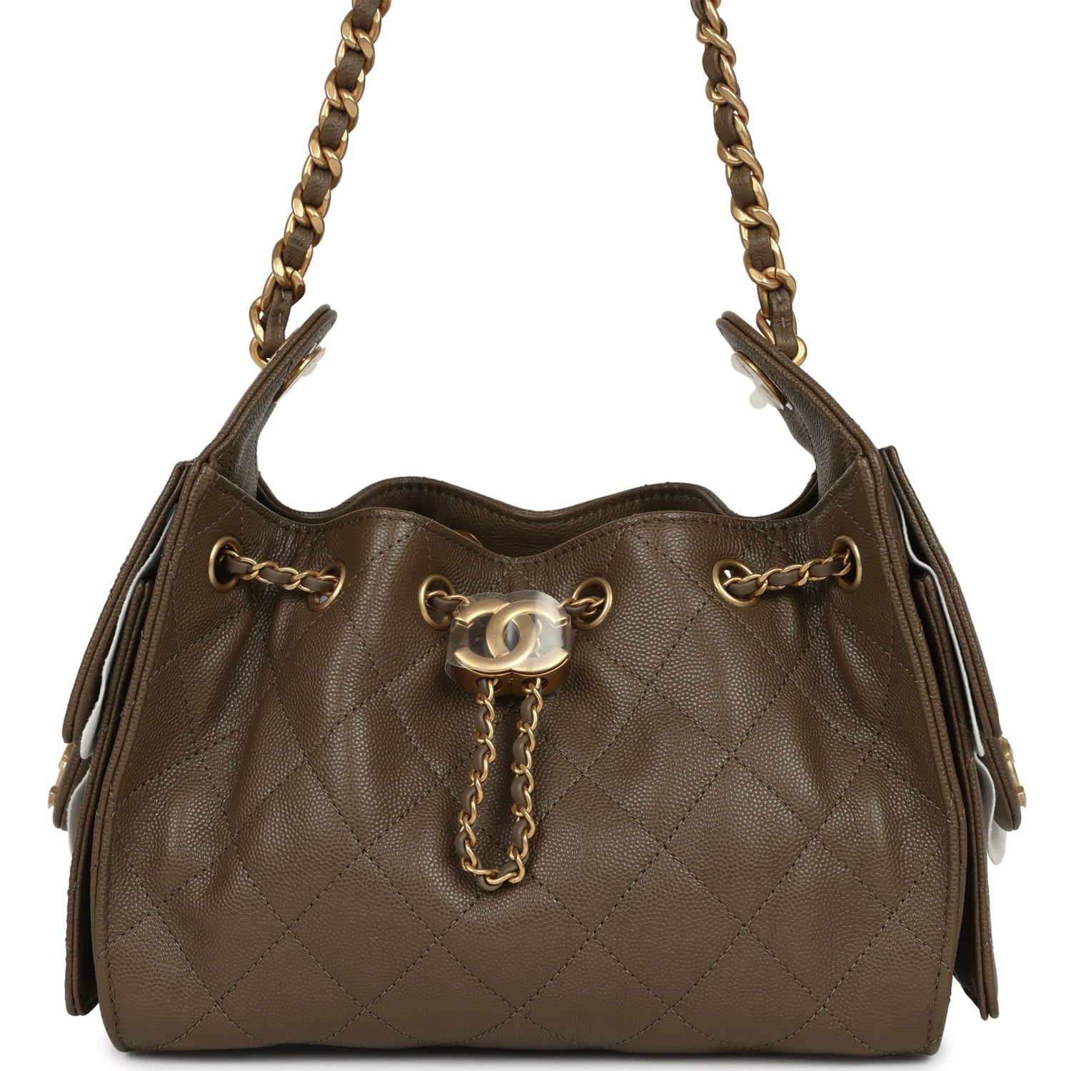 Mini 25 Hobo Bag Dark Khaki Caviar Antique Gold Hardware