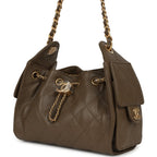 Mini 25 Hobo Bag Dark Khaki Caviar Antique Gold Hardware