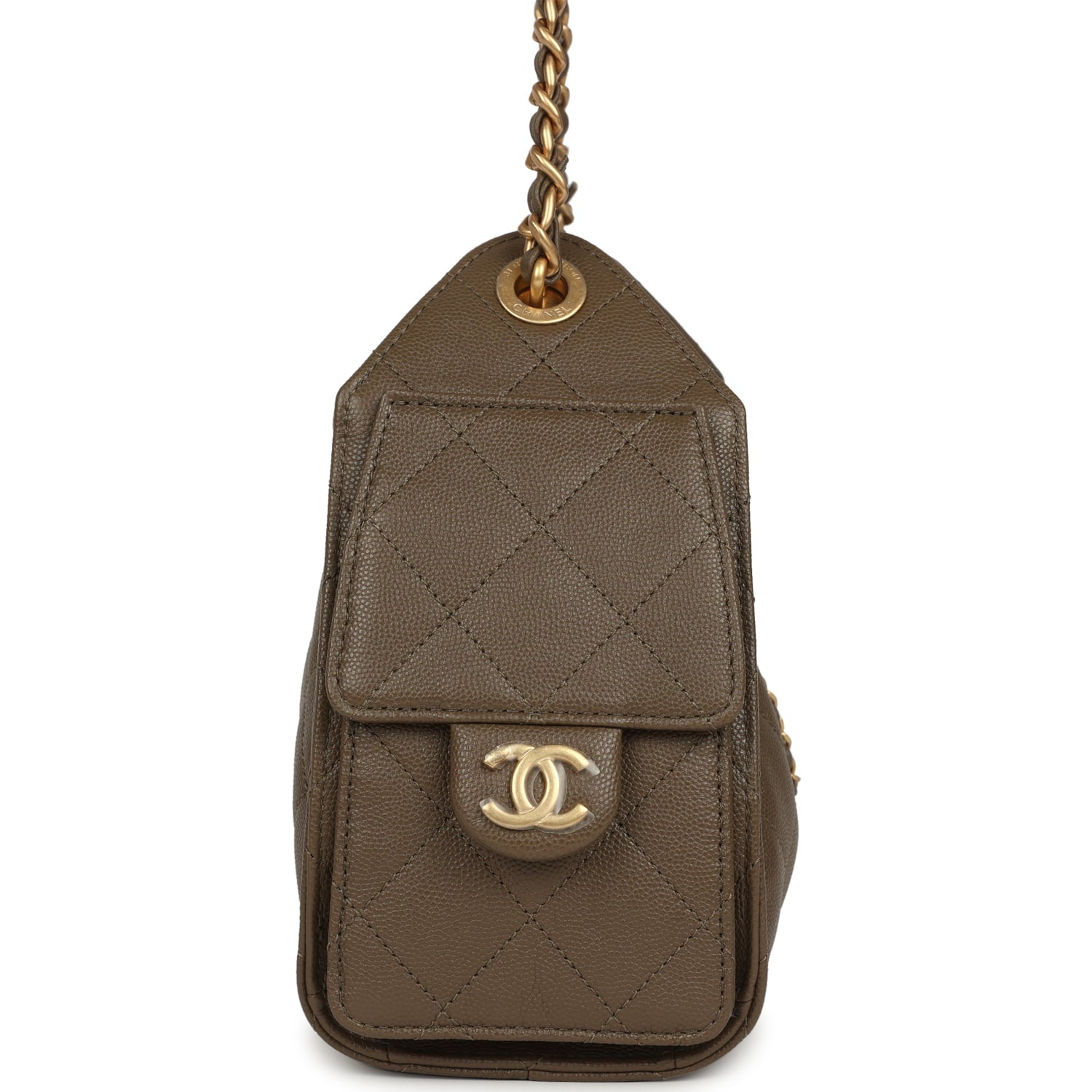 Mini 25 Hobo Bag Dark Khaki Caviar Antique Gold Hardware