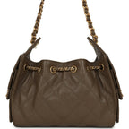 Mini 25 Hobo Bag Dark Khaki Caviar Antique Gold Hardware