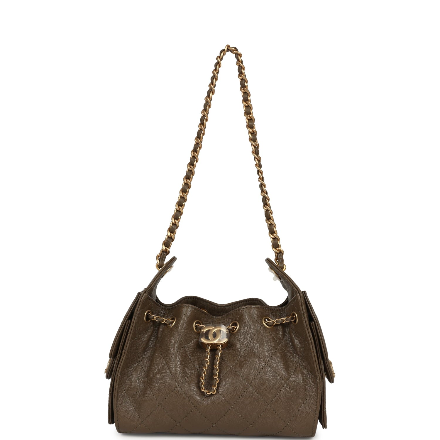 Mini 25 Hobo Bag Dark Khaki Caviar Antique Gold Hardware