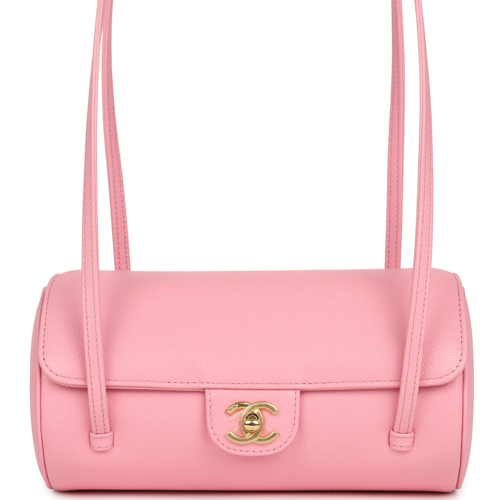 Preppy Coco Bowling Bag Pink Shiny Caviar Brushed Gold Hardware