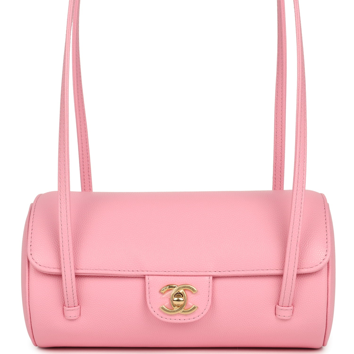 Preppy Coco Bowling Bag Pink Shiny Caviar Brushed Gold Hardware