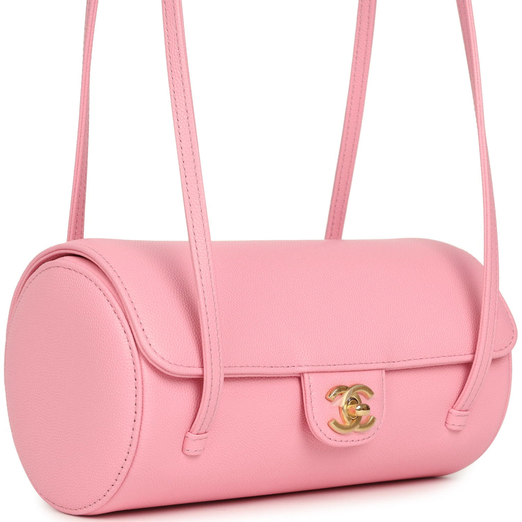 Preppy Coco Bowling Bag Pink Shiny Caviar Brushed Gold Hardware