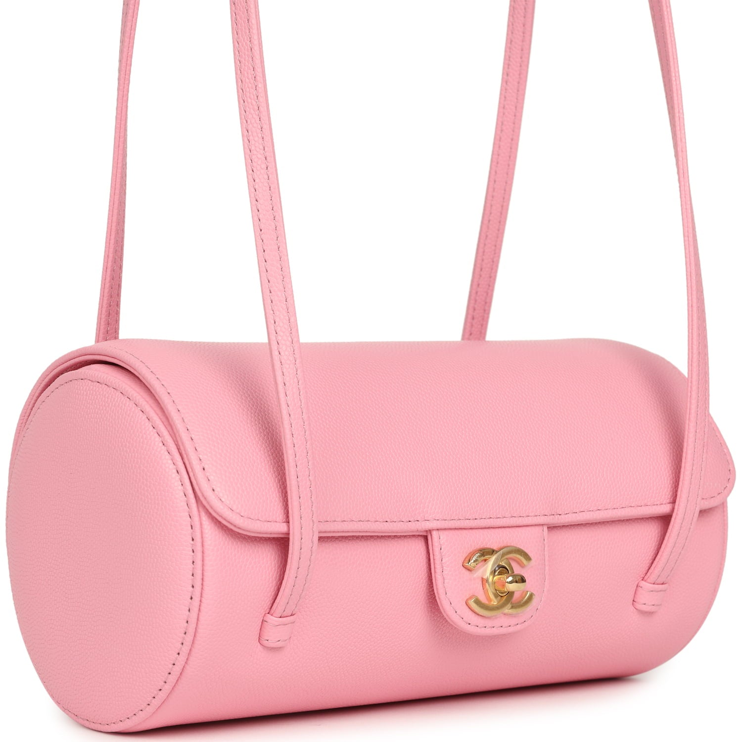 Preppy Coco Bowling Bag Pink Shiny Caviar Brushed Gold Hardware