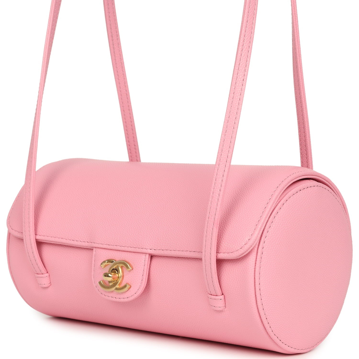 Preppy Coco Bowling Bag Pink Shiny Caviar Brushed Gold Hardware