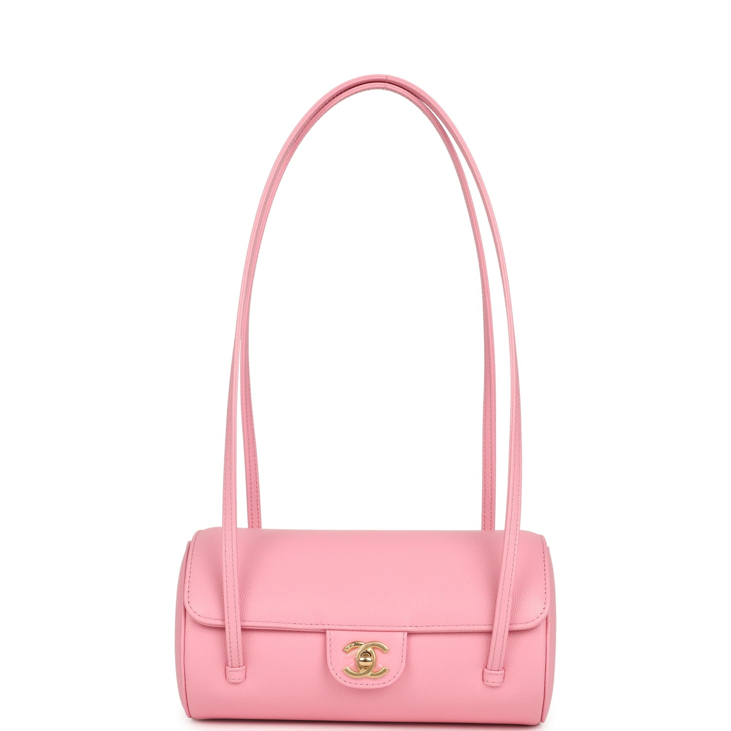 Preppy Coco Bowling Bag Pink Shiny Caviar Brushed Gold Hardware