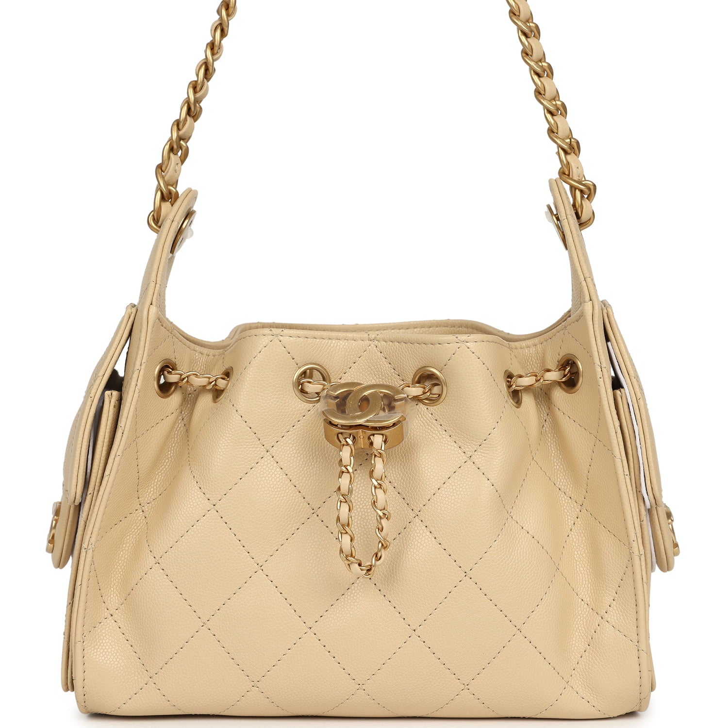 Mini 25 Hobo Bag Light Beige Caviar Antique Gold Hardware