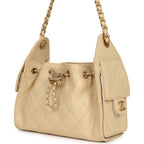 Mini 25 Hobo Bag Light Beige Caviar Antique Gold Hardware