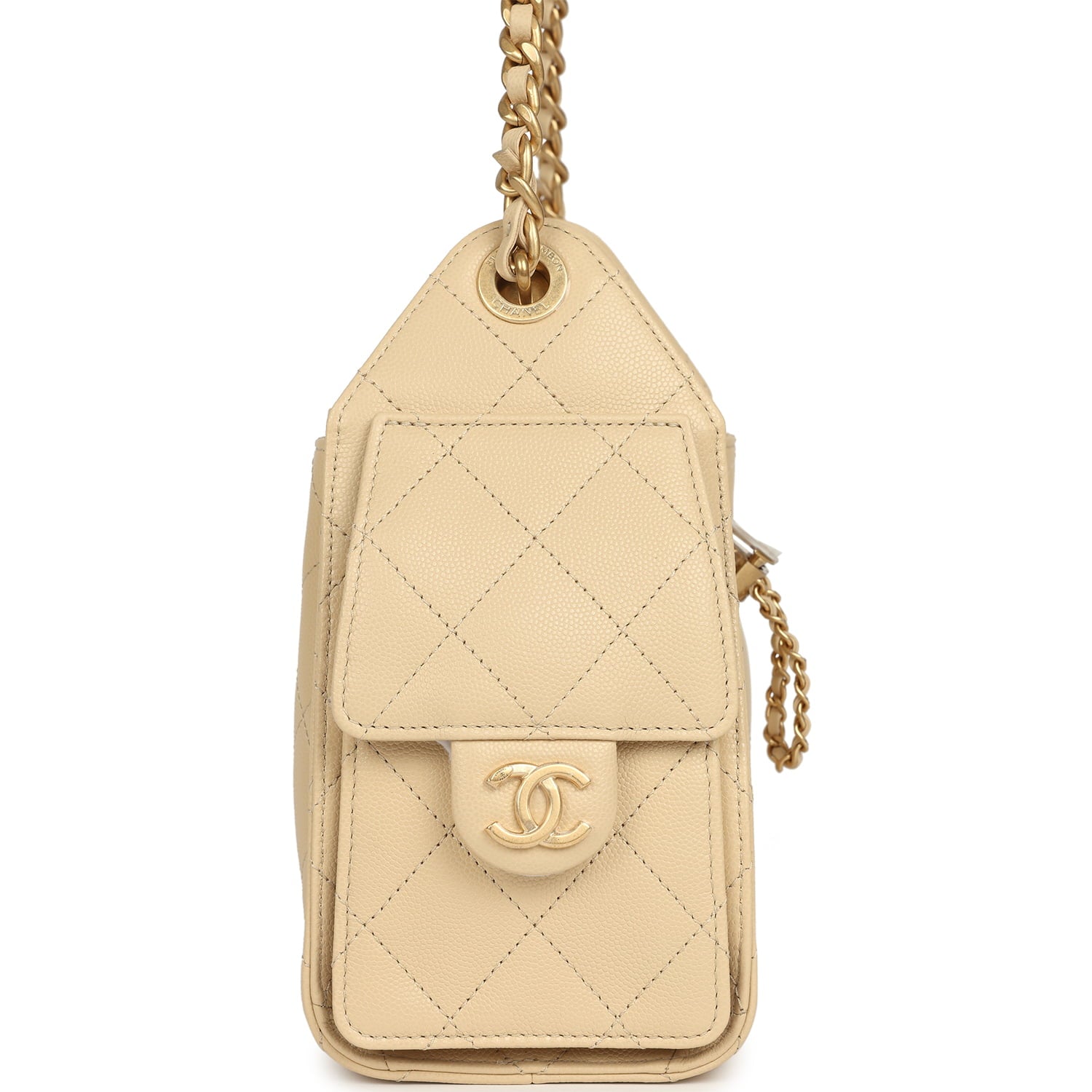 Mini 25 Hobo Bag Light Beige Caviar Antique Gold Hardware