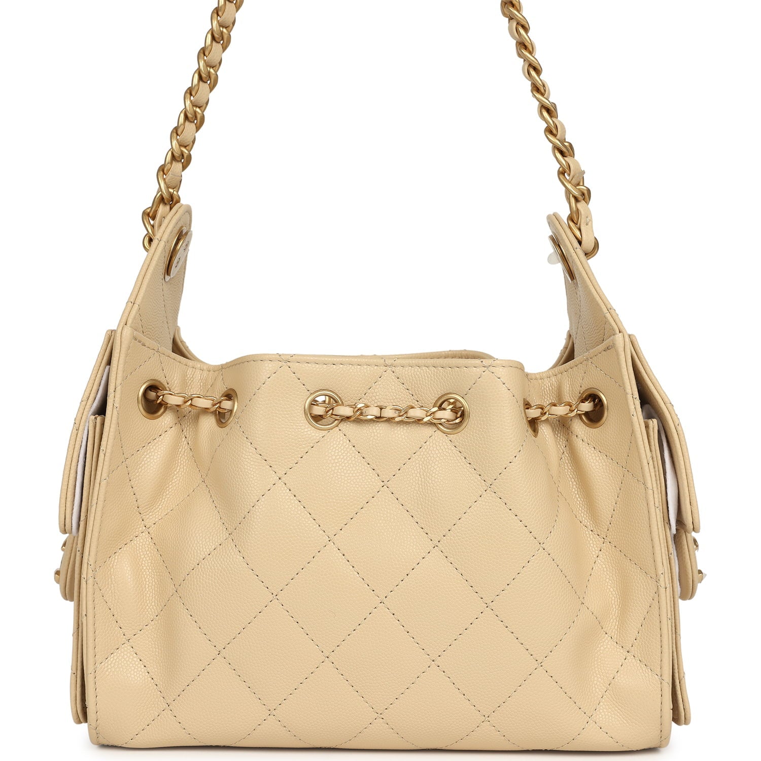 Mini 25 Hobo Bag Light Beige Caviar Antique Gold Hardware