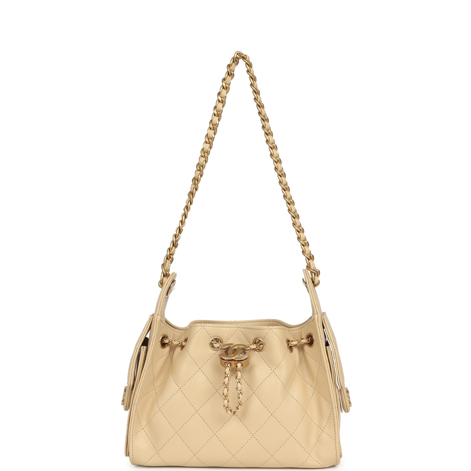 Mini 25 Hobo Bag Light Beige Caviar Antique Gold Hardware