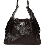Small 25 Hobo Bag Dark Brown Shiny Aged Calfskin Silver Hardware