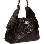 Small 25 Hobo Bag Dark Brown Shiny Aged Calfskin Silver Hardware