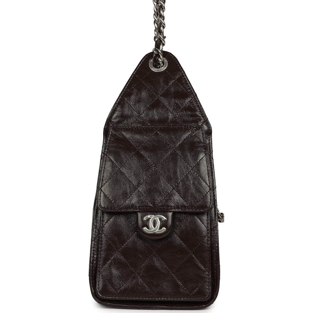 Small 25 Hobo Bag Dark Brown Shiny Aged Calfskin Silver Hardware