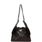 Small 25 Hobo Bag Dark Brown Shiny Aged Calfskin Silver Hardware