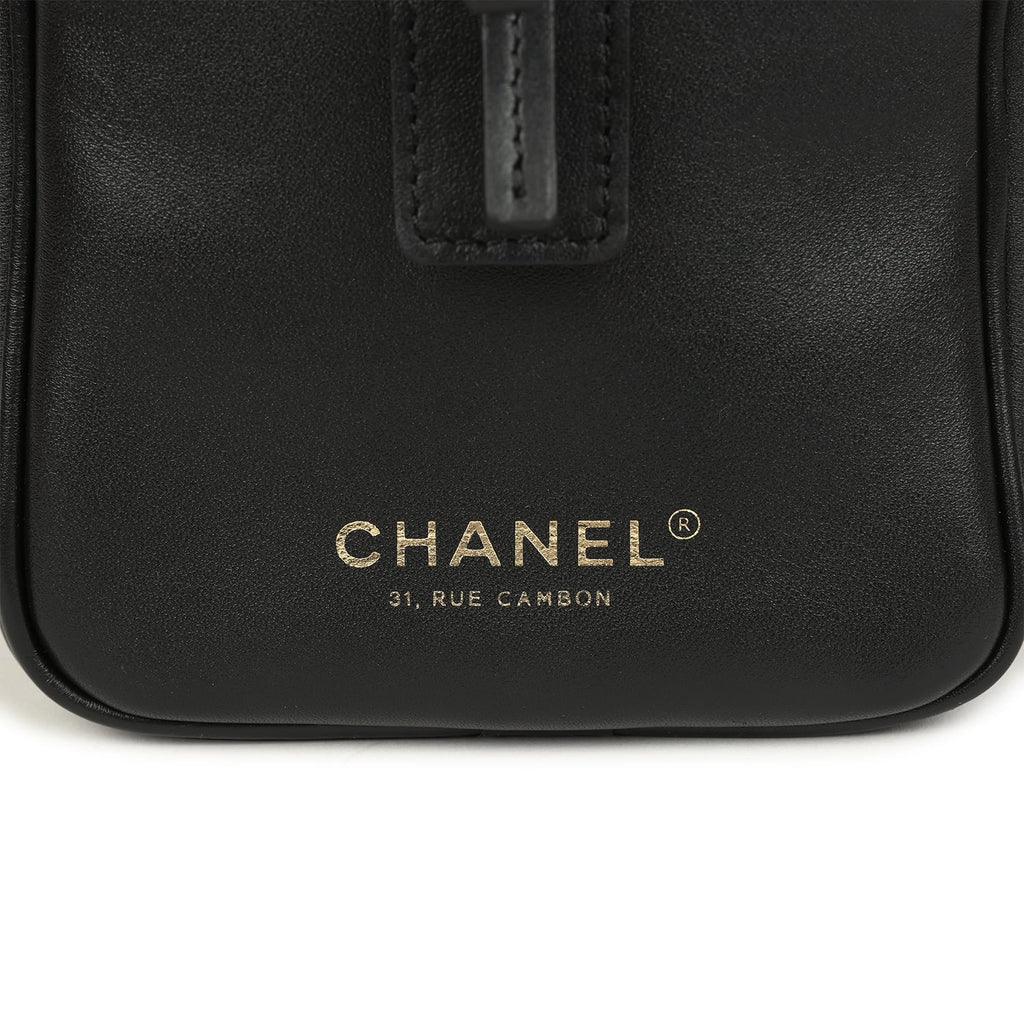 Large "Perfect Bowling" Bag Black Calfskin Gold Hardware