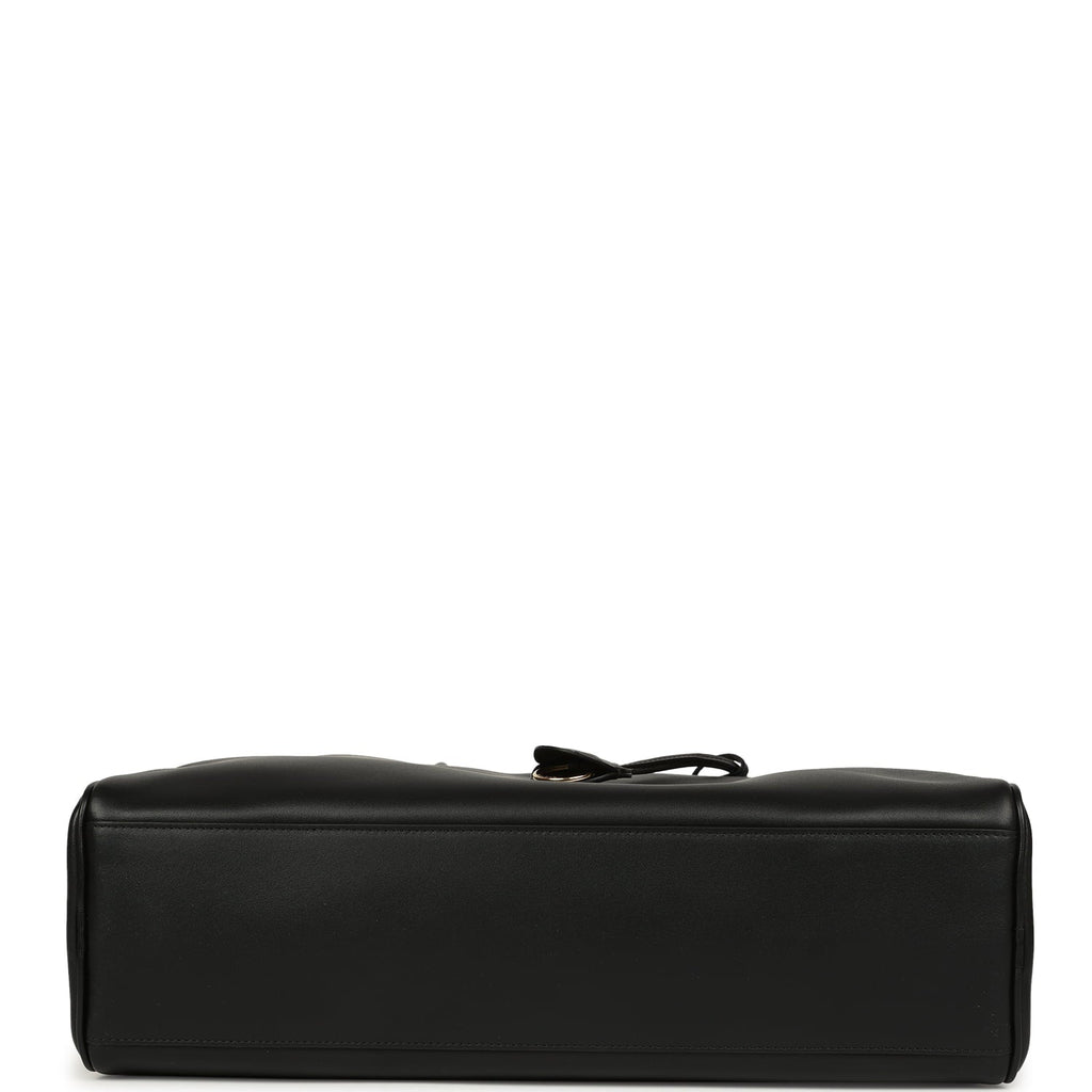 Large "Perfect Bowling" Bag Black Calfskin Gold Hardware