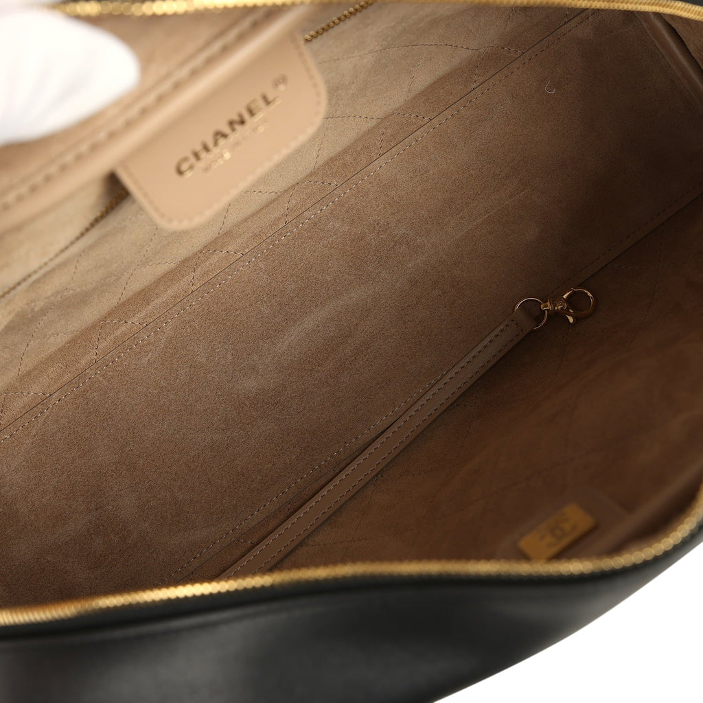 Large "Perfect Bowling" Bag Black Calfskin Gold Hardware