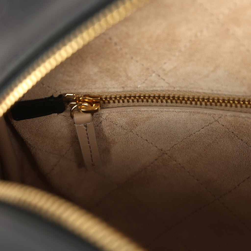 Large "Perfect Bowling" Bag Black Calfskin Gold Hardware
