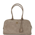Chanel Large "Perfect Bowling" Bag Dark Beige Suede Gold Hardware