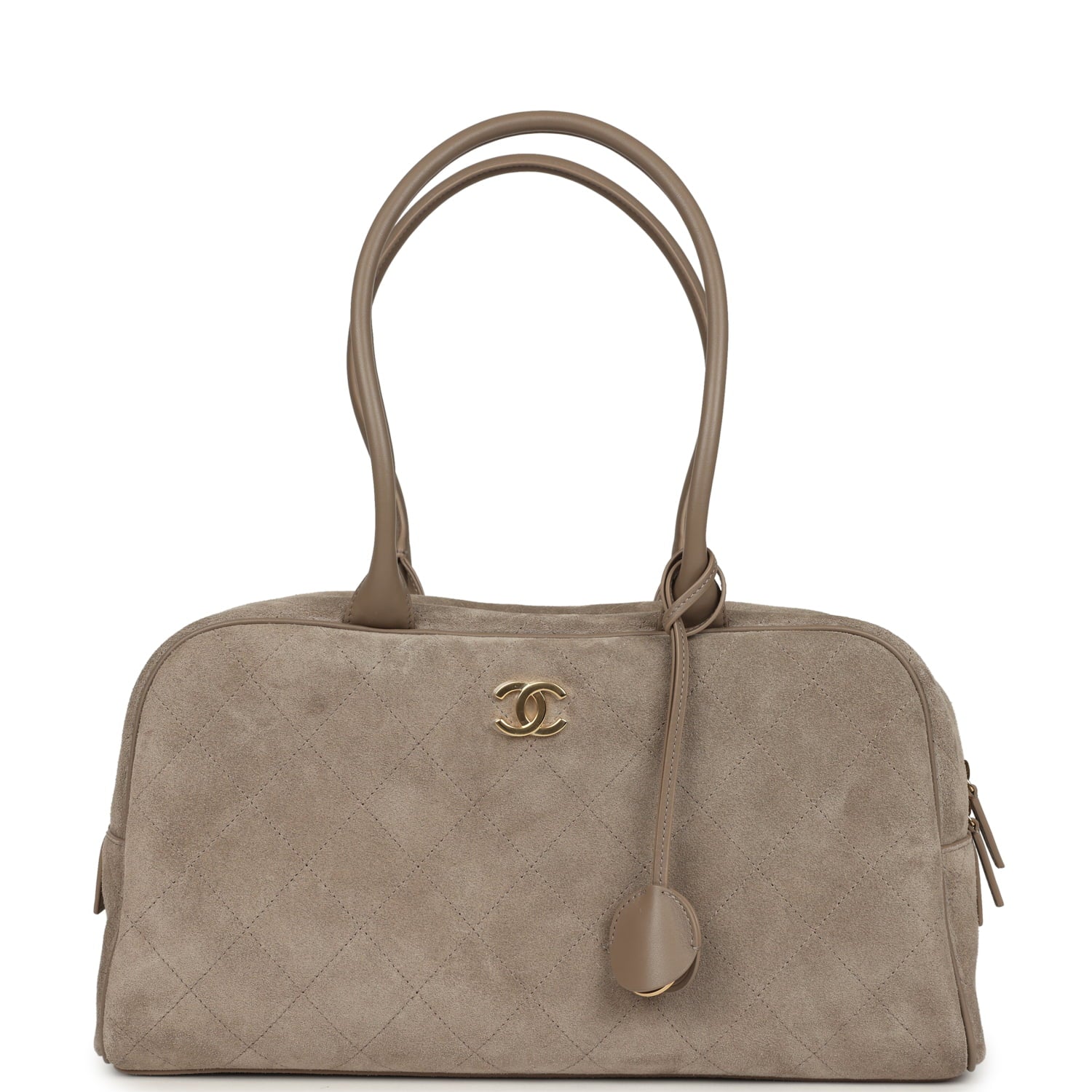 Chanel Large "Perfect Bowling" Bag Dark Beige Suede Gold Hardware