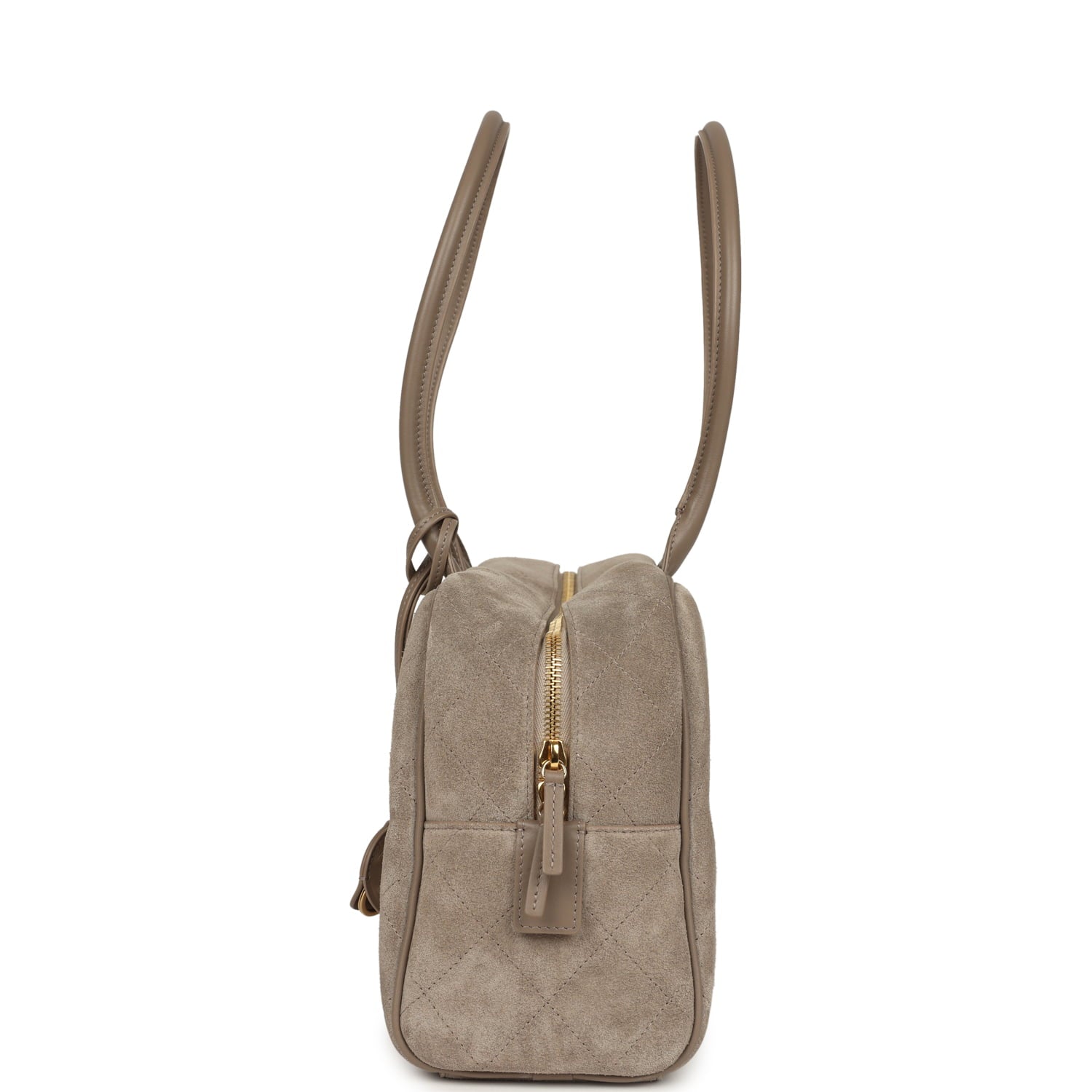 Chanel Large "Perfect Bowling" Bag Dark Beige Suede Gold Hardware